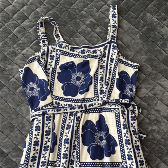 Draper James RSVP Navy and Cream midi dress floral embroidered look smocked XL - Picture 4 of 9